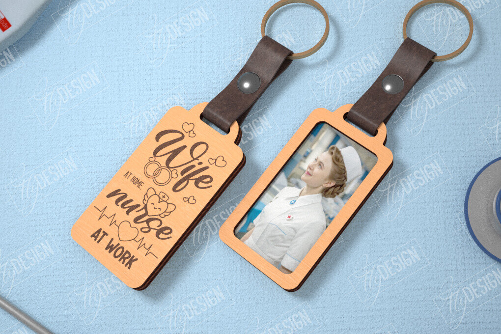 Intra απο ξύλο plywood 3mm-4mm πάχος – Μπρελόκ Νοσοκόμας με Φωτογραφία |Σήμα Νοσηλευτικής Δίασταση  5x5 cm INTRAFABR-114250703