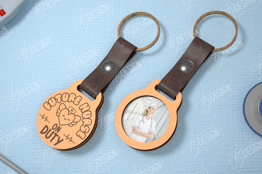 Intra απο ξύλο plywood 3mm-4mm πάχος – Μπρελόκ Νοσοκόμας με Φωτογραφία |Σήμα Νοσηλευτικής Δίασταση  5x5 cm INTRAFABR-114250477