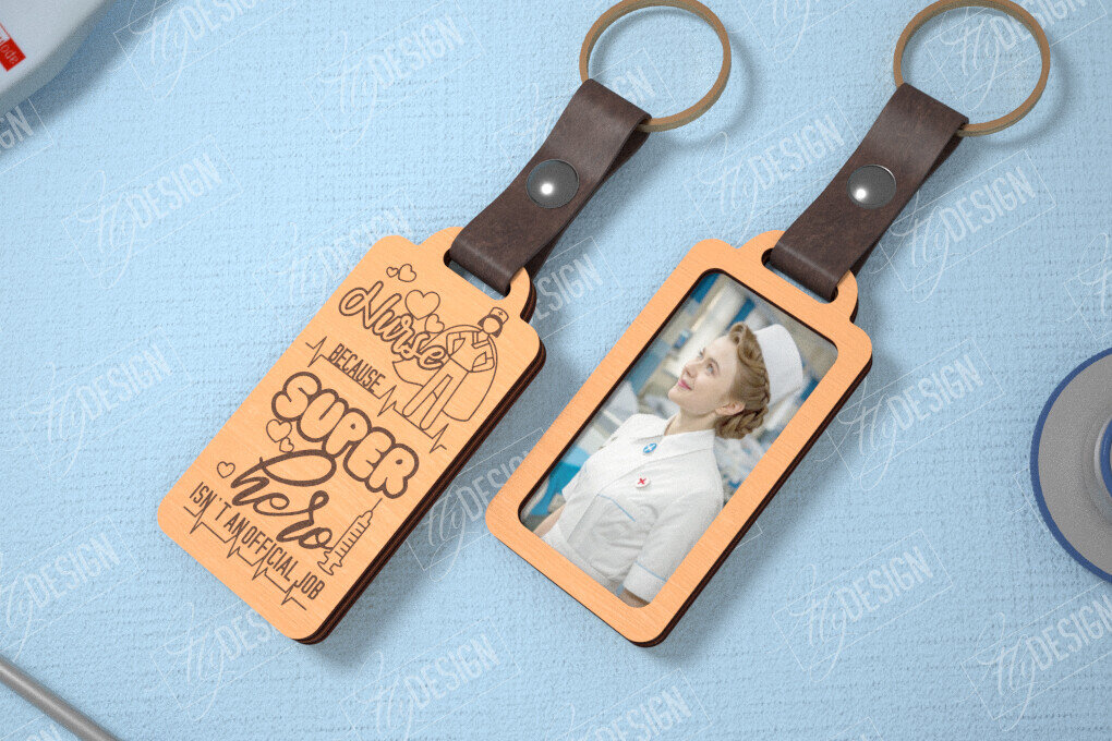 Intra απο ξύλο plywood 3mm-4mm πάχος – Μπρελόκ Νοσοκόμας με Φωτογραφία |Σήμα Νοσηλευτικής Δίασταση  5x5 cm INTRAFABR-114250666