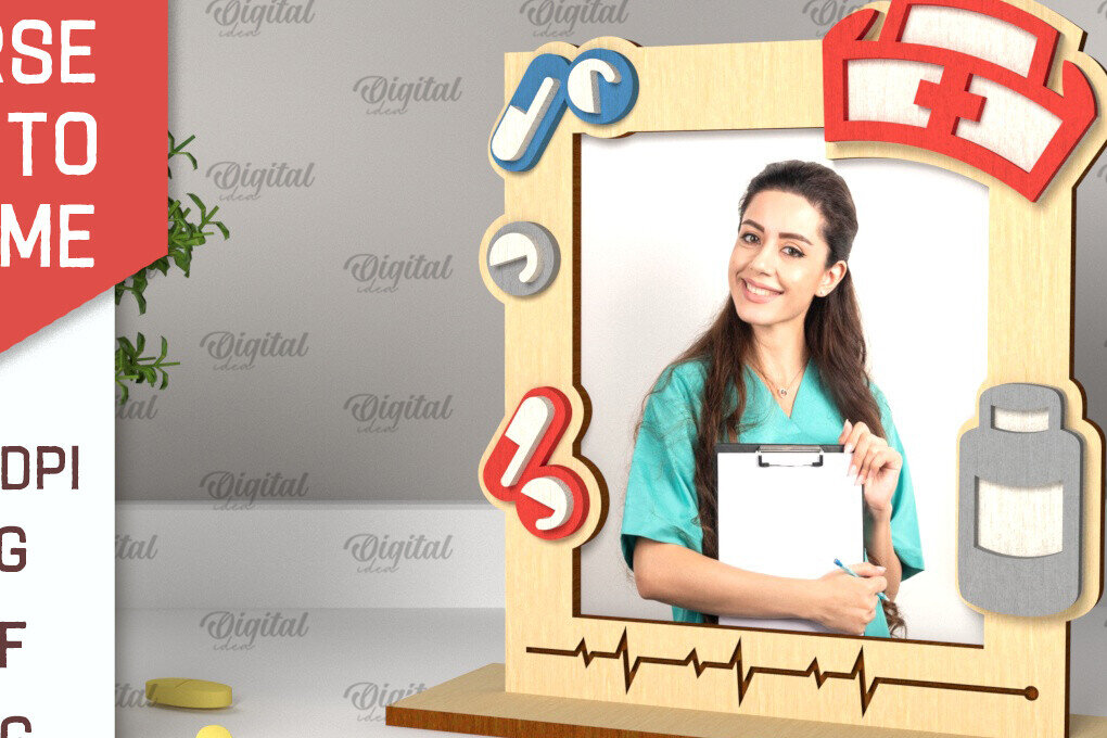 Intra απο ξύλο plywood 3mm-4mm πάχος – Νοσοκόμα Κορνίζα φωτογραφιών Σχεδιασμός Νοσοκόμας Δίασταση  20x20 cm INTRAFABR-101704856