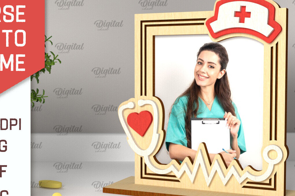 Intra απο ξύλο plywood 3mm-4mm πάχος – Νοσοκόμα Κορνίζα φωτογραφιών Σχεδιασμός Νοσοκόμας Δίασταση  20x20 cm INTRAFABR-101704507