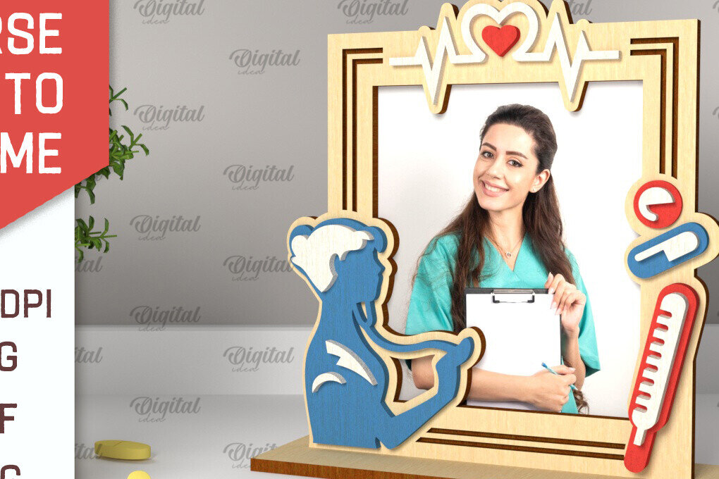 Intra απο ξύλο plywood 3mm-4mm πάχος – Νοσοκόμα Κορνίζα φωτογραφιών Σχεδιασμός Νοσοκόμας Δίασταση  20x20 cm INTRAFABR-101704556