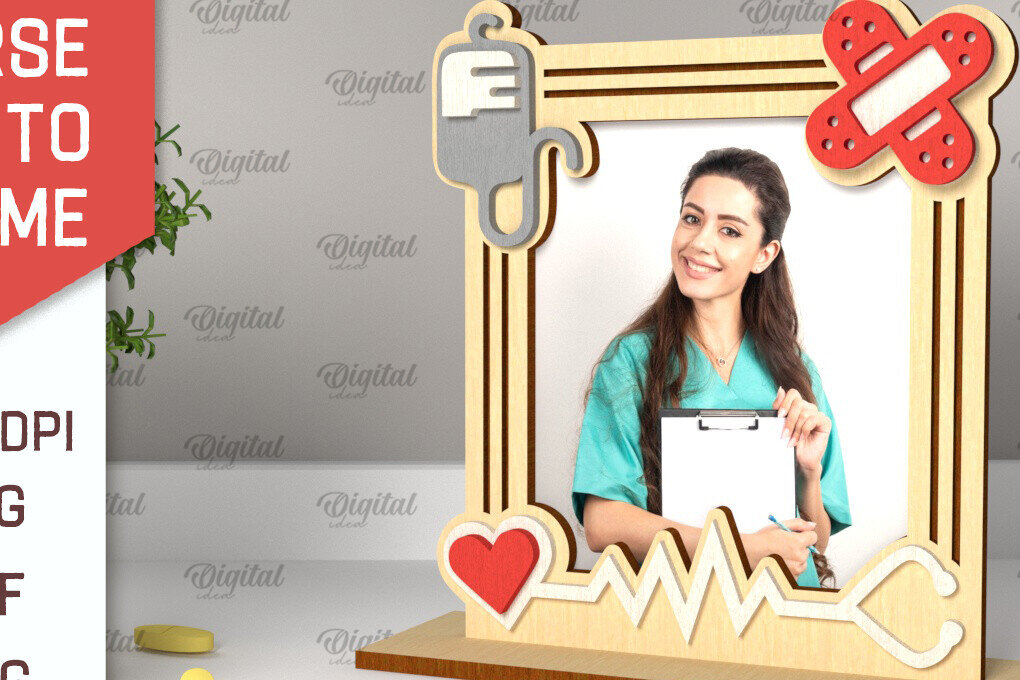 Intra απο ξύλο plywood 3mm-4mm πάχος – Νοσοκόμα Κορνίζα φωτογραφιών Σχεδιασμός Νοσοκόμας Δίασταση  20x20 cm INTRAFABR-101704584