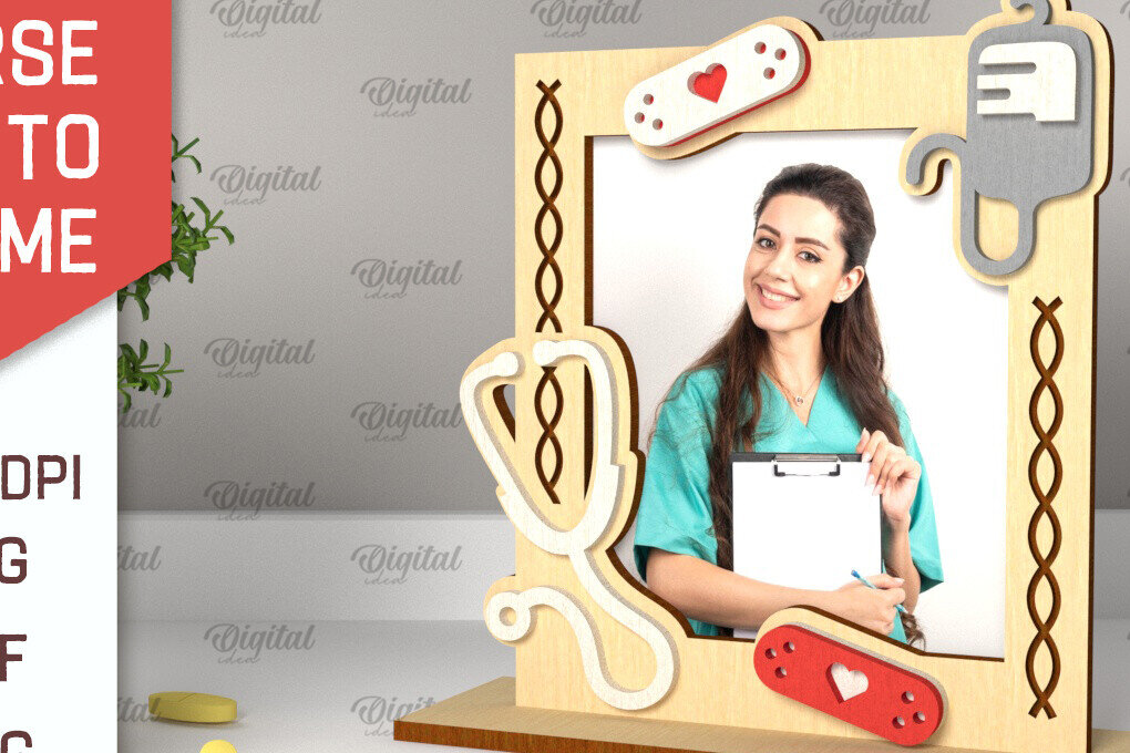 Intra απο ξύλο plywood 3mm-4mm πάχος – Νοσοκόμα Κορνίζα φωτογραφιών Σχεδιασμός Νοσοκόμας Δίασταση  20x20 cm INTRAFABR-101704712