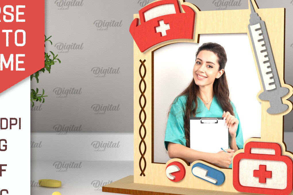 Intra απο ξύλο plywood 3mm-4mm πάχος – Νοσοκόμα Κορνίζα φωτογραφιών Σχεδιασμός Νοσοκόμας Δίασταση  20x20 cm INTRAFABR-101704743