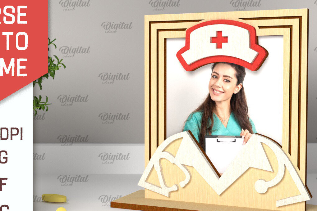 Intra απο ξύλο plywood 3mm-4mm πάχος – Νοσοκόμα Κορνίζα φωτογραφιών Σχεδιασμός Νοσοκόμας Δίασταση  20x20 cm INTRAFABR-101704775