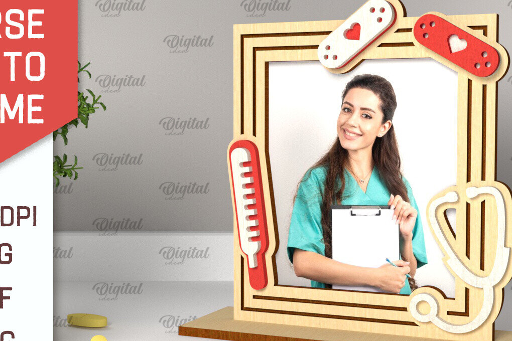 Intra απο ξύλο plywood 3mm-4mm πάχος – Νοσοκόμα Κορνίζα φωτογραφιών Σχεδιασμός Νοσοκόμας Δίασταση  20x20 cm INTRAFABR-101704803