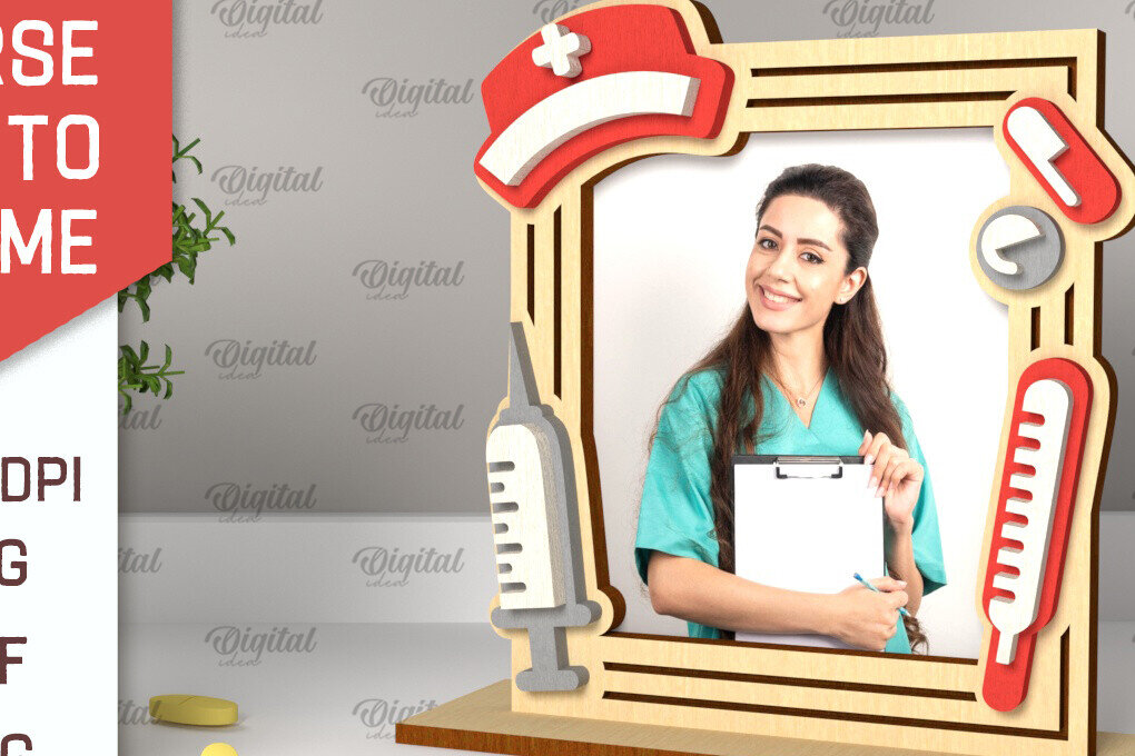 Intra απο ξύλο plywood 3mm-4mm πάχος – Νοσοκόμα Κορνίζα φωτογραφιών Σχεδιασμός Νοσοκόμας Δίασταση  20x20 cm INTRAFABR-101704406