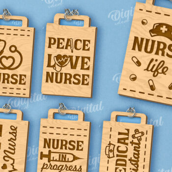 Intra απο ξύλο plywood 3mm-4mm πάχος – Δέσμη κοπής με λέιζερ μπρελόκ φωτογραφιών νοσοκόμας Δίασταση  5x5 cm INTRAFABR-118489663 - Image 1