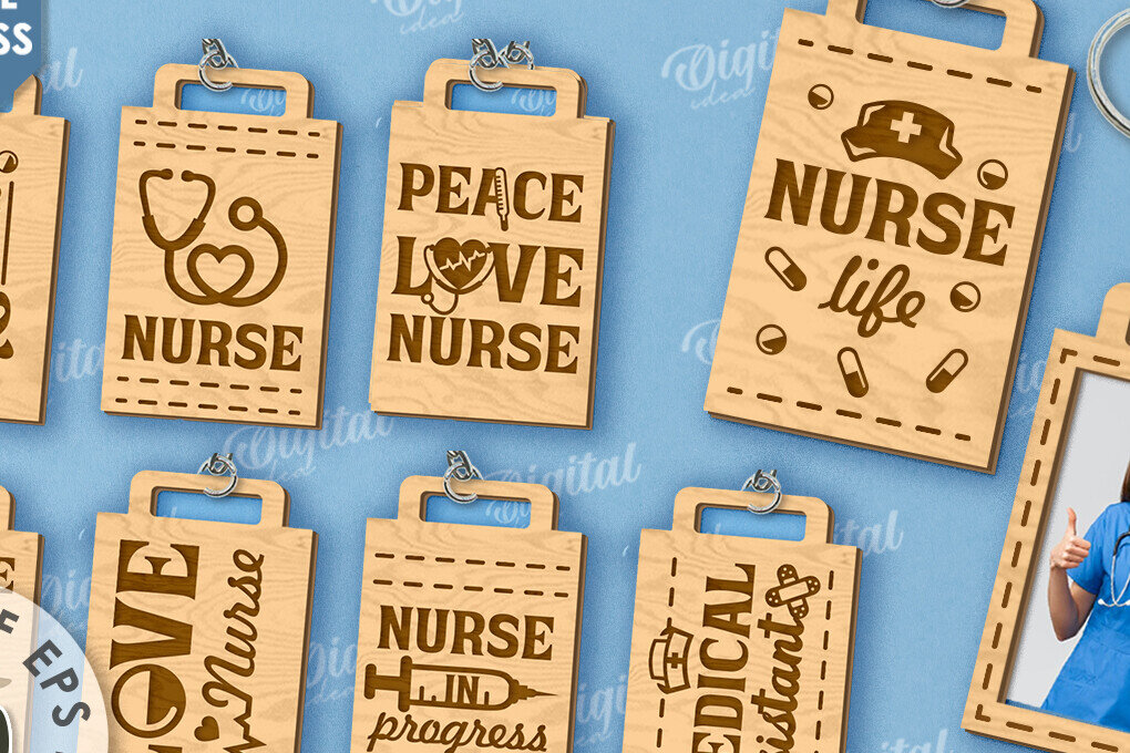 Intra απο ξύλο plywood 3mm-4mm πάχος – Δέσμη κοπής με λέιζερ μπρελόκ φωτογραφιών νοσοκόμας Δίασταση  5x5 cm INTRAFABR-118489663