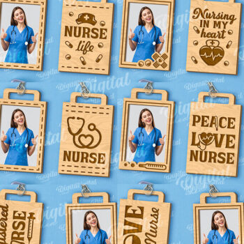 Intra απο ξύλο plywood 3mm-4mm πάχος – Δέσμη κοπής με λέιζερ μπρελόκ φωτογραφιών νοσοκόμας Δίασταση  5x5 cm INTRAFABR-118489663 - Image 2