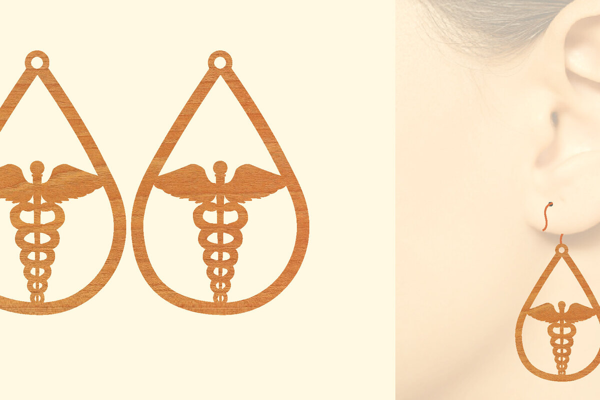 Intra απο ξύλο plywood 3mm-4mm πάχος – Ξύλινα σκουλαρίκια Nurse Δίασταση  5x5 cm INTRAFABR-97190809