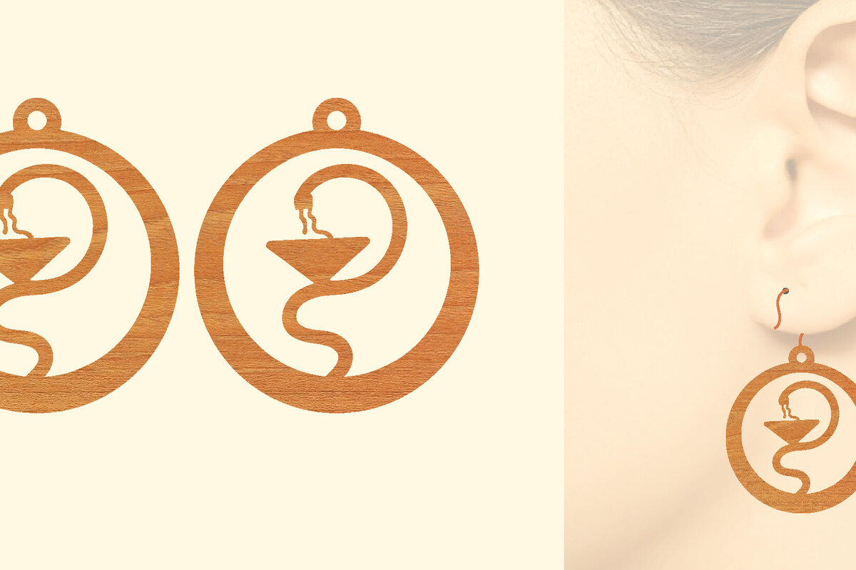 Intra απο ξύλο plywood 3mm-4mm πάχος – Ξύλινα σκουλαρίκια Nurse Δίασταση  5x5 cm INTRAFABR-97189937