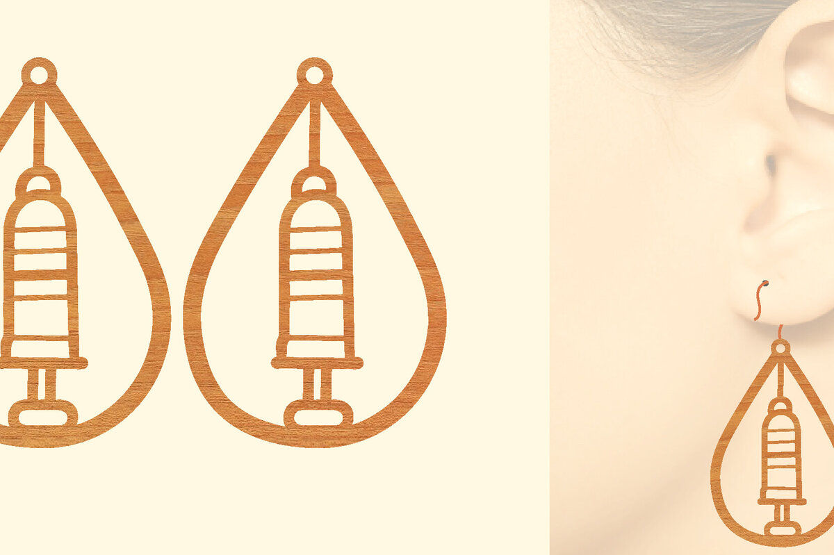 Intra απο ξύλο plywood 3mm-4mm πάχος – Ξύλινα σκουλαρίκια Nurse Δίασταση  5x5 cm INTRAFABR-97190132