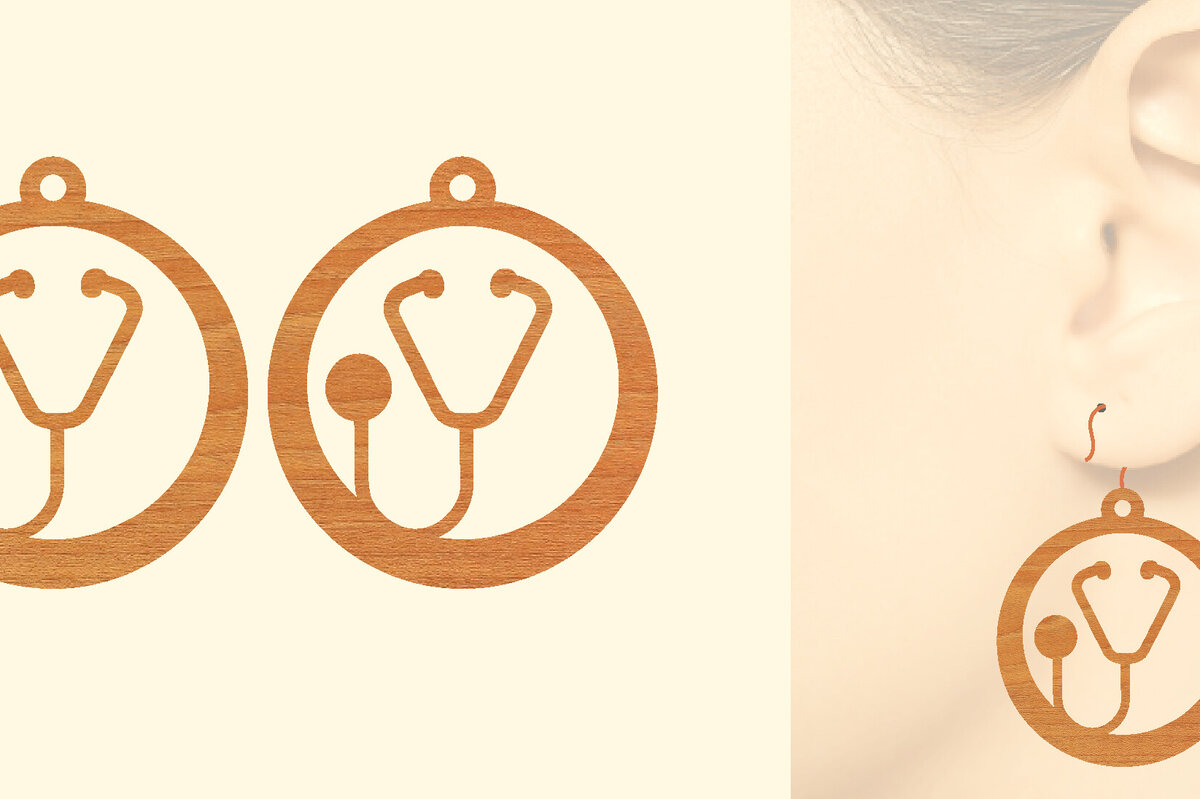 Intra απο ξύλο plywood 3mm-4mm πάχος – Ξύλινα σκουλαρίκια Nurse Δίασταση  5x5 cm INTRAFABR-97190211