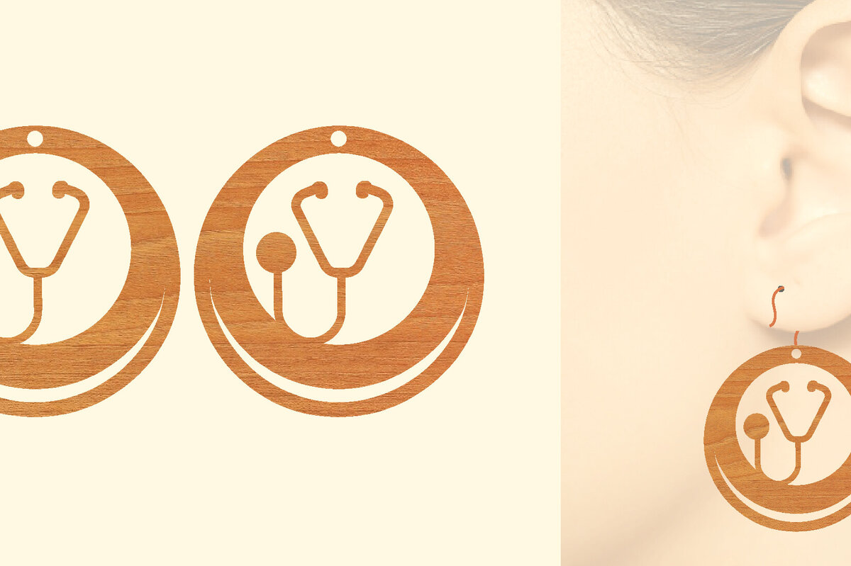 Intra απο ξύλο plywood 3mm-4mm πάχος – Ξύλινα σκουλαρίκια Nurse Δίασταση  5x5 cm INTRAFABR-97190264