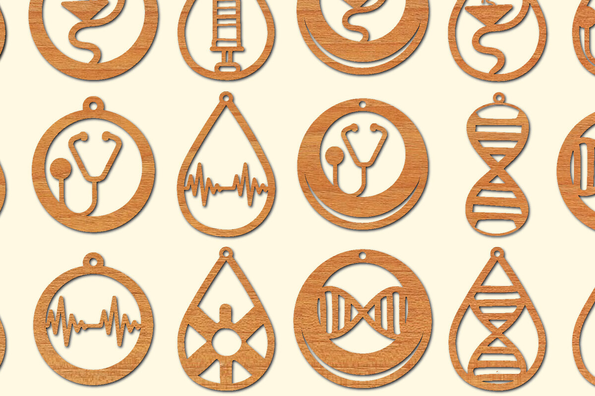 Intra απο ξύλο plywood 3mm-4mm πάχος – Nurse Ξύλινα Σκουλαρίκια Πακέτο Cut Laser Δίασταση  5x5 cm INTRAFABR-97191095