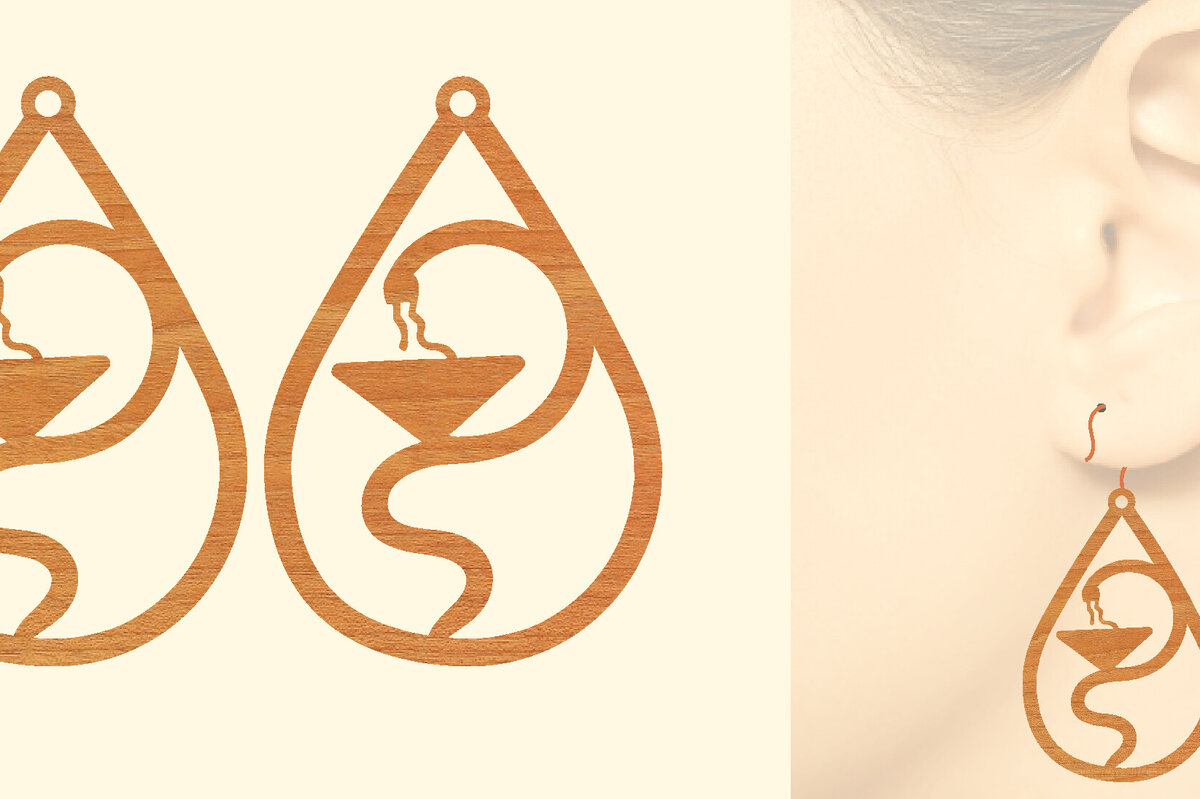 Intra απο ξύλο plywood 3mm-4mm πάχος – Ξύλινα σκουλαρίκια Nurse Δίασταση  5x5 cm INTRAFABR-97189834