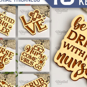 Intra απο ξύλο plywood 3mm-4mm πάχος – Nurse Ξύλινα μπρελόκ Πακέτο κοπής με λέιζερ Δίασταση  5x5 cm INTRAFABR-104301696