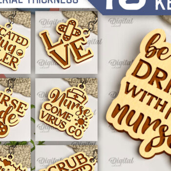 Intra απο ξύλο plywood 3mm-4mm πάχος – Nurse Ξύλινα μπρελόκ Πακέτο κοπής με λέιζερ Δίασταση  5x5 cm INTRAFABR-104301696 - Image 1