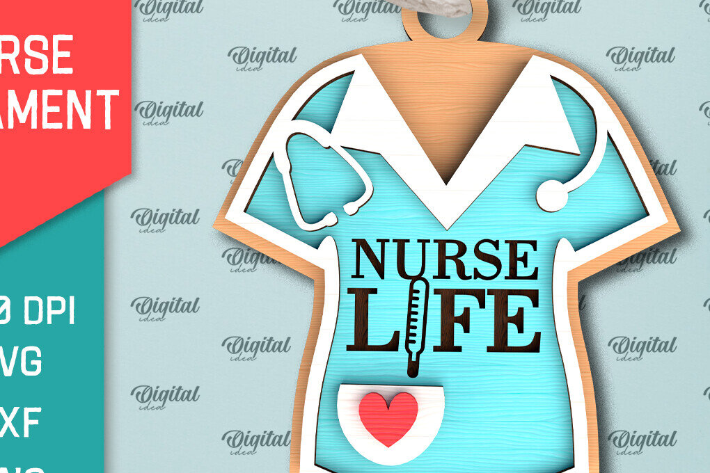 Intra απο ξύλο plywood 3mm-4mm πάχος – Νοσοκόμα Ξύλινο Στολίδι Δίασταση  20x20 cm INTRAFABR-99552859