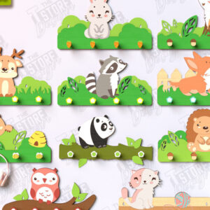 Intra απο ξύλο plywood 3mm-4mm πάχος – Σετ κοπής με λέιζερ κρεμάστρα τοίχου φυτώριο ζώων Δίασταση  40x30 cm INTRAFABR-123568144