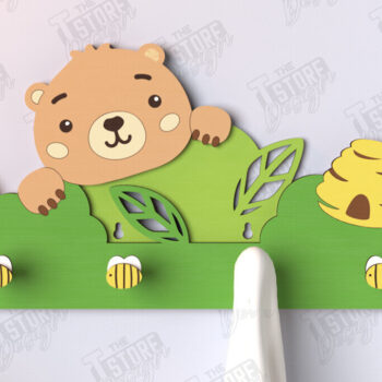 Intra απο ξύλο plywood 3mm-4mm πάχος – Κρεμάστρες τοίχου Nursery Bear|CNC Δίασταση  40x30 cm INTRAFABR-123371684 - Image 1