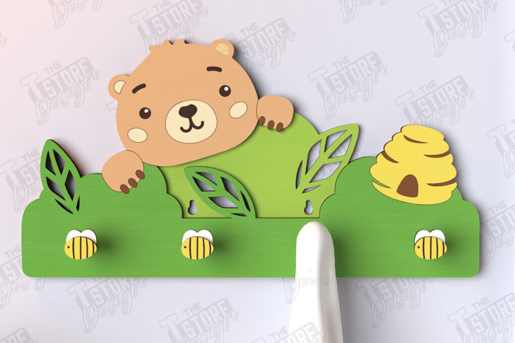 Intra απο ξύλο plywood 3mm-4mm πάχος – Κρεμάστρες τοίχου Nursery Bear|CNC Δίασταση  40x30 cm INTRAFABR-123371684