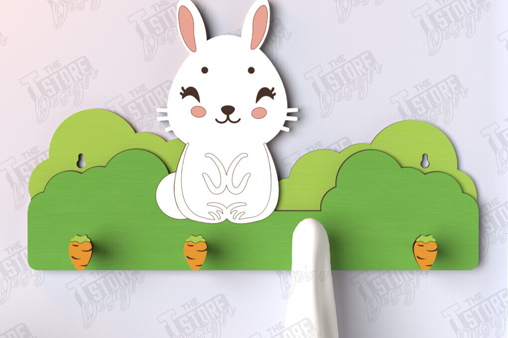 Intra απο ξύλο plywood 3mm-4mm πάχος – Κρεμάστρες τοίχου Nursery Bunny Cut Laser Δίασταση  40x30 cm INTRAFABR-123567675