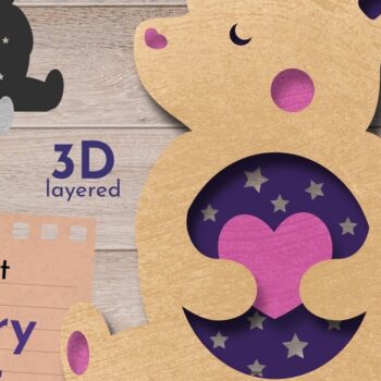 Intra απο ξύλο plywood 3mm-4mm πάχος – Νηπιαγωγείο, 3D Layered, Φανάρι αρκούδας Δίασταση 20x20 cm INTRAFABR-58577065 - Image 1