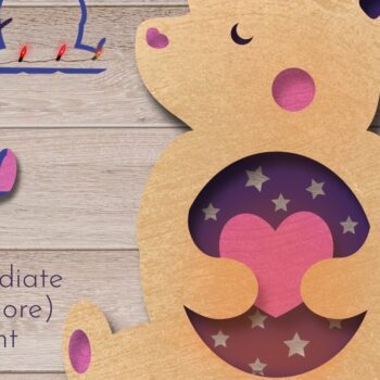 Intra απο ξύλο plywood 3mm-4mm πάχος – Νηπιαγωγείο, 3D Layered, Φανάρι αρκούδας Δίασταση 20x20 cm INTRAFABR-58577065 - Image 2