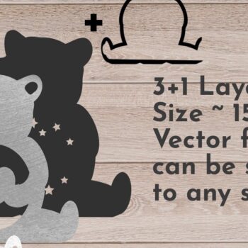 Intra απο ξύλο plywood 3mm-4mm πάχος – Νηπιαγωγείο, 3D Layered, Φανάρι αρκούδας Δίασταση 20x20 cm INTRAFABR-58577065 - Image 3