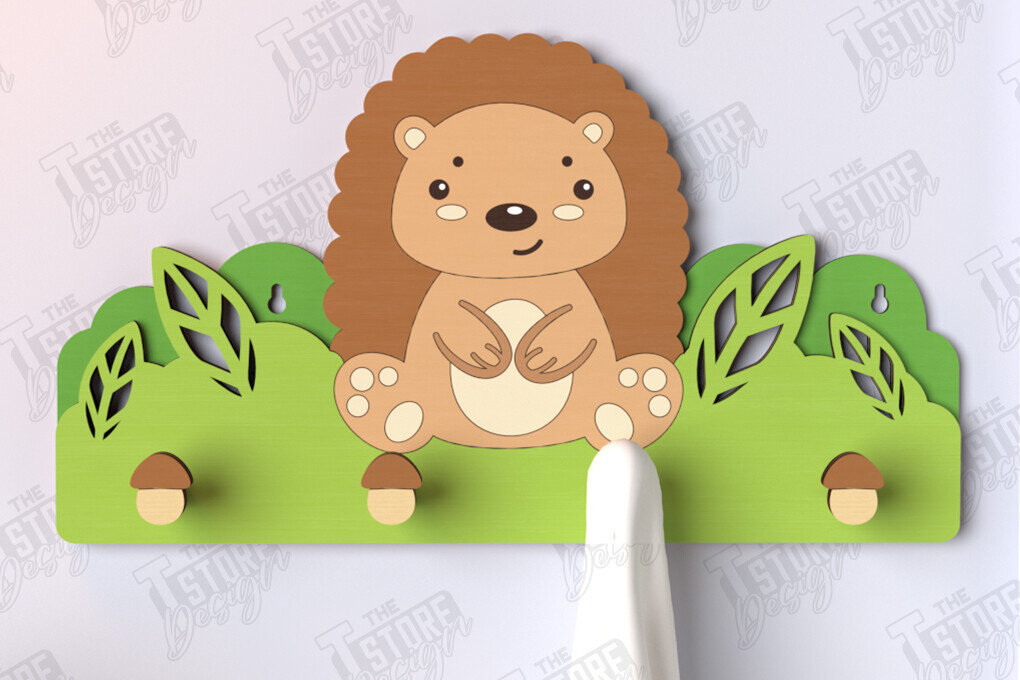 Intra απο ξύλο plywood 3mm-4mm πάχος – Κρεμάστρες τοίχου Hedgehog Nursery Cut Laser Δίασταση  40x30 cm INTRAFABR-123371663