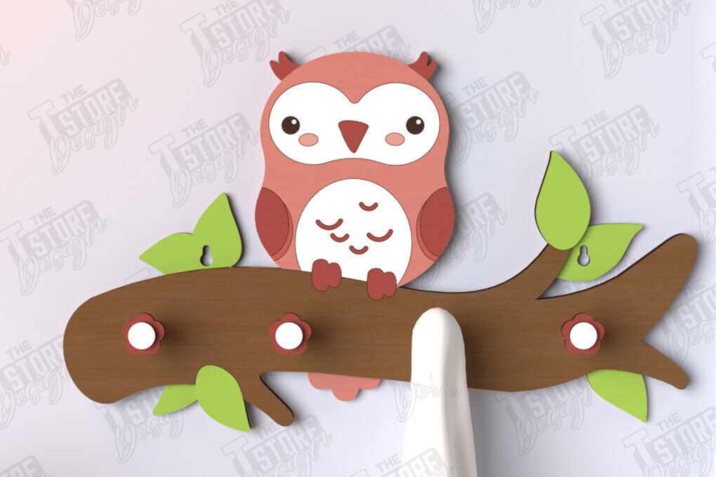 Intra απο ξύλο plywood 3mm-4mm πάχος – Κρεμάστρες τοίχου φυτωρίου κουκουβάγιας κοπής με λέιζερ | CNC Δίασταση  40x30 cm INTRAFABR-123567666