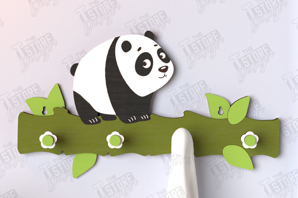 Intra απο ξύλο plywood 3mm-4mm πάχος – Κρεμάστρες τοίχου Nursery Panda Cut Laser Δίασταση  40x30 cm INTRAFABR-123371753