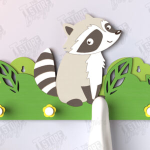 Intra απο ξύλο plywood 3mm-4mm πάχος – Κρεμάστρες τοίχου Raccoon Nursery Cut Laser Δίασταση  40x30 cm INTRAFABR-123567657