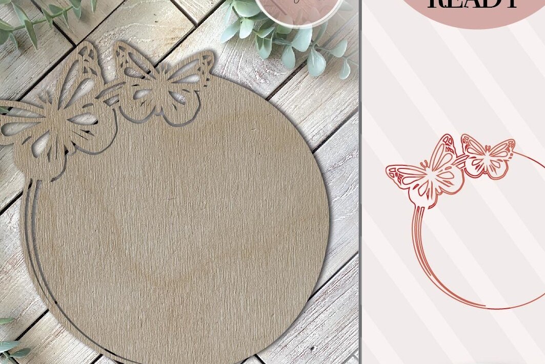 Intra απο ξύλο plywood 3mm-4mm πάχος – Στρογγυλή πινακίδα φυτωρίου, Butterfly Δίασταση  20x20 cm INTRAFABR-71624064