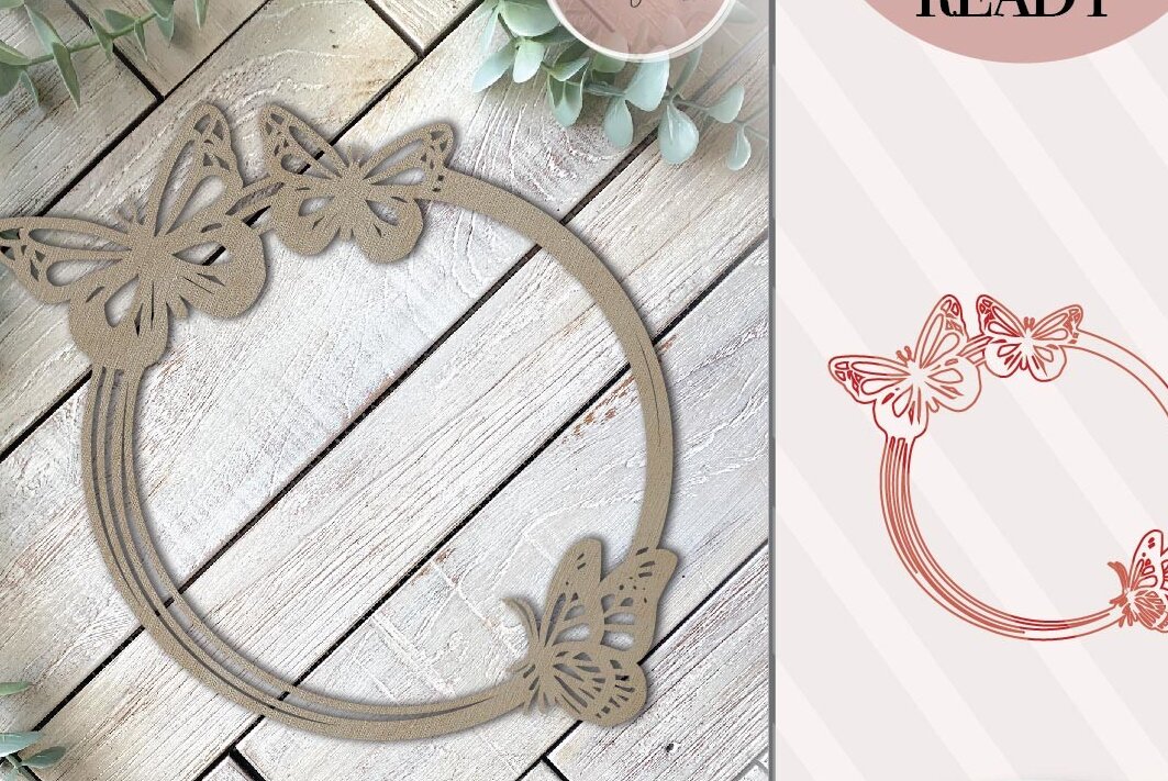 Intra απο ξύλο plywood 3mm-4mm πάχος – Στρογγυλή πινακίδα φυτωρίου, Butterfly Δίασταση  20x20 cm INTRAFABR-71623897