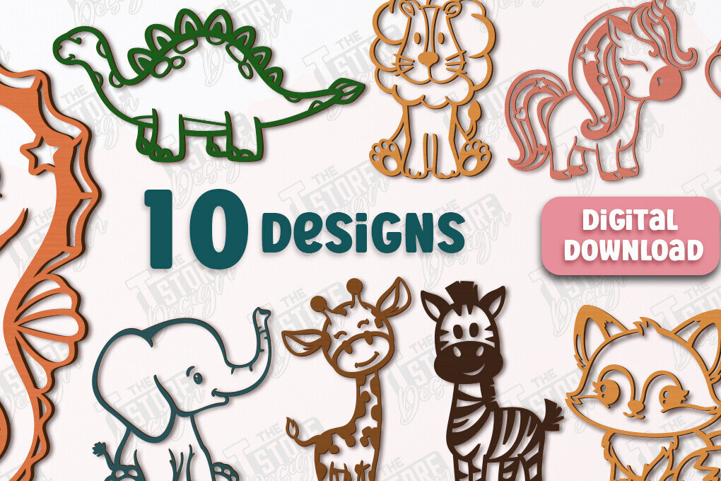 Intra απο ξύλο plywood 3mm-4mm πάχος – Πακέτο διακόσμησης τοίχου φυτωρίου |Σχήμα ζώων Δίασταση  40x30 cm INTRAFABR-113781598