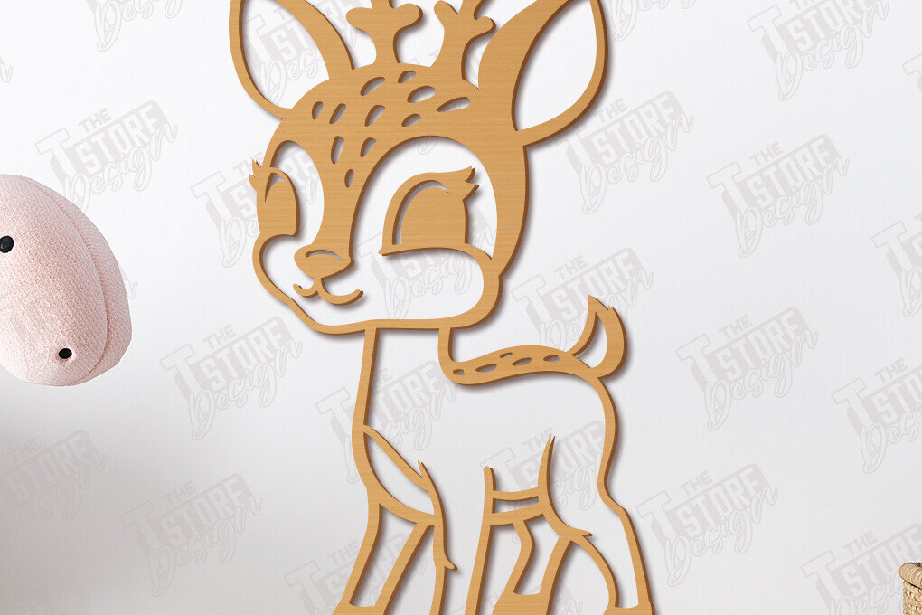 Intra απο ξύλο plywood 3mm-4mm πάχος – Διακόσμηση τοίχου νηπιαγωγείου | Σχήμα Ελαφιού | CNC Δίασταση  40x30 cm INTRAFABR-113781350