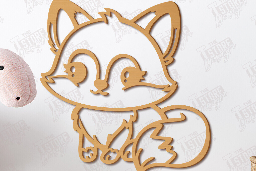 Intra απο ξύλο plywood 3mm-4mm πάχος – Διακόσμηση τοίχου νηπιαγωγείου | Σχήμα αλεπούς | CNC Δίασταση  40x30 cm INTRAFABR-113781358