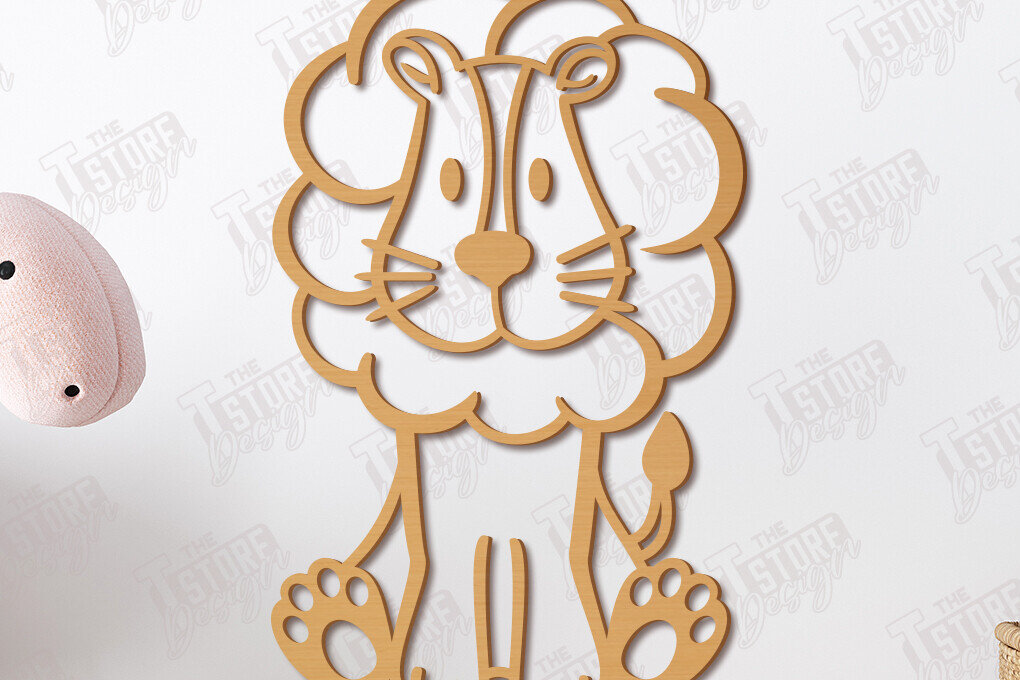 Intra απο ξύλο plywood 3mm-4mm πάχος – Διακόσμηση τοίχου νηπιαγωγείου | Σχήμα Λιονταριού | CNC Δίασταση  40x30 cm INTRAFABR-113781420