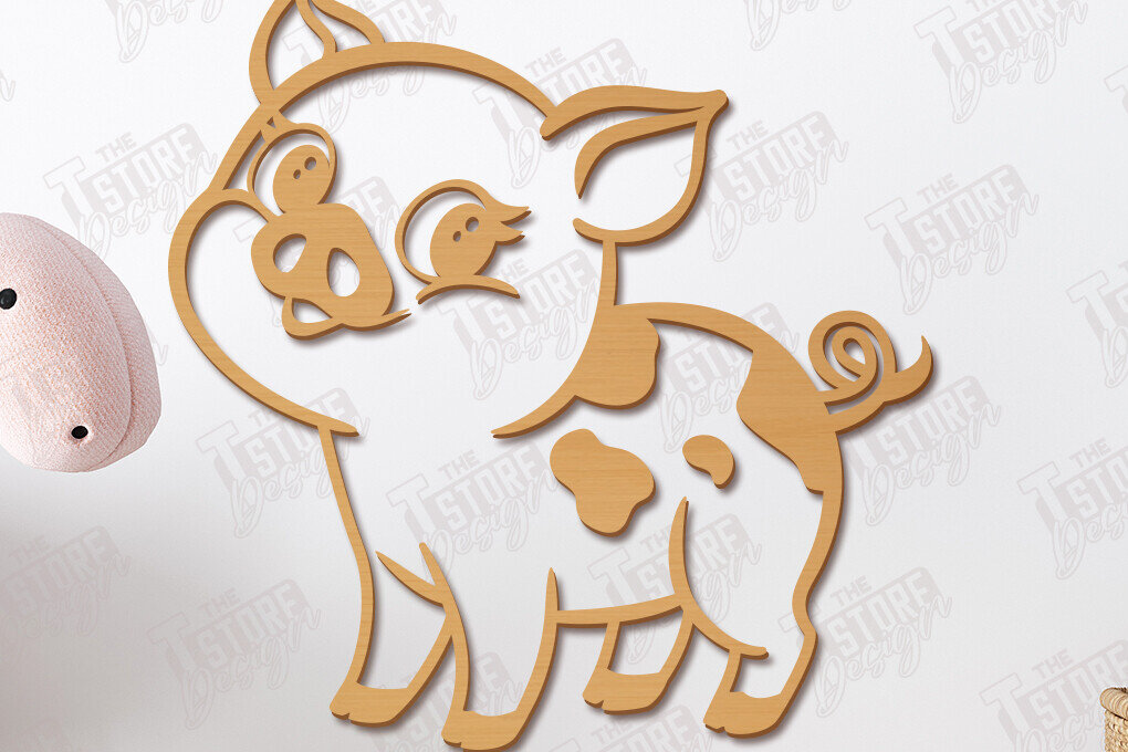 Intra απο ξύλο plywood 3mm-4mm πάχος – Διακόσμηση τοίχου νηπιαγωγείου | Σχήμα Χοίρου | CNC Δίασταση  40x30 cm INTRAFABR-113781415