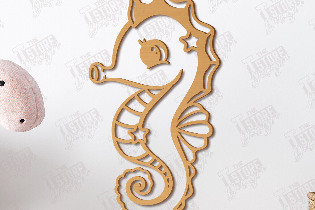 Intra απο ξύλο plywood 3mm-4mm πάχος – Διακόσμηση τοίχου νηπιαγωγείου | Seahorse Shape |CNC Δίασταση  40x30 cm INTRAFABR-113781336