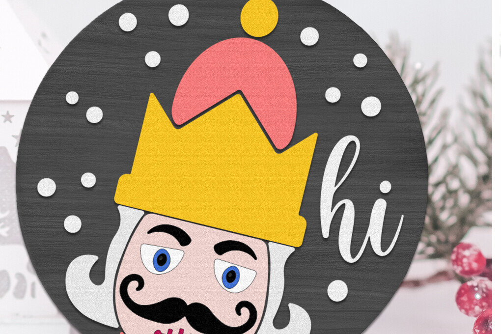 Intra απο ξύλο plywood 3mm-4mm πάχος – Καρυοθραύστης Hi, Xmas Door Sign DXF Δίασταση  40x30 cm INTRAFABR-109732451