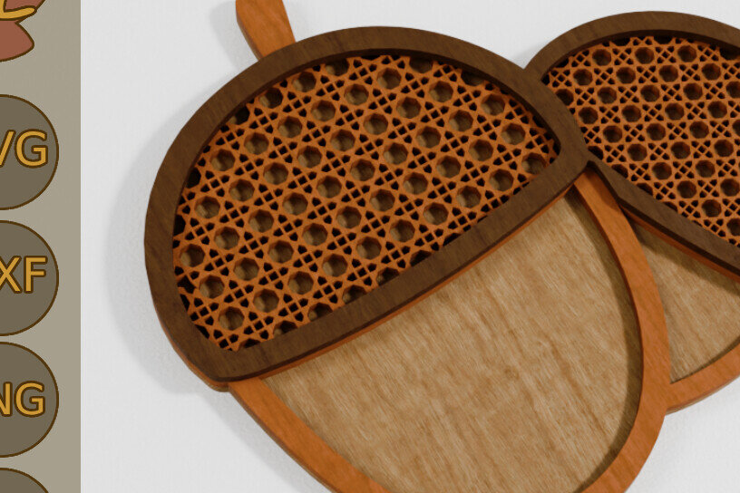 Intra απο ξύλο plywood 3mm-4mm πάχος – Ξηροί καρποί Φθινοπωρινό Rattan Decor Δίασταση  20x20 cm INTRAFABR-107712206