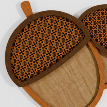 Intra απο ξύλο plywood 3mm-4mm πάχος – Ξηροί καρποί Φθινοπωρινό Rattan Decor Δίασταση  20x20 cm INTRAFABR-107712206 - Image 2