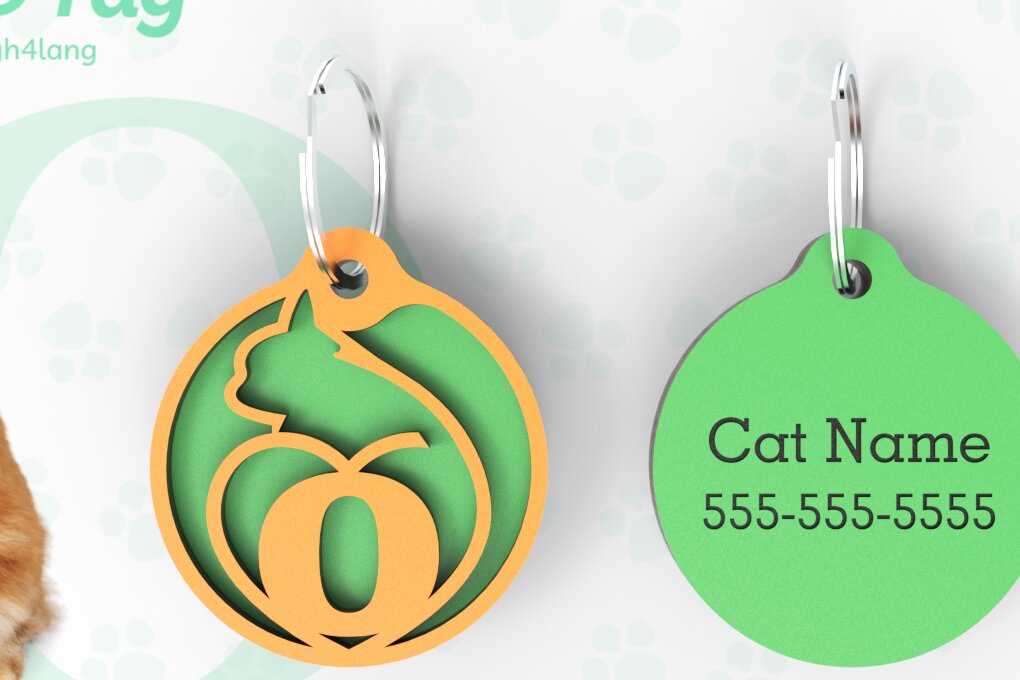 Intra απο ξύλο plywood 3mm-4mm πάχος – O | Ετικέτα αναγνώρισης γάτας | Κάτω αρχείο αποκοπής | Δίασταση  20x20 cm INTRAFABR-92263575