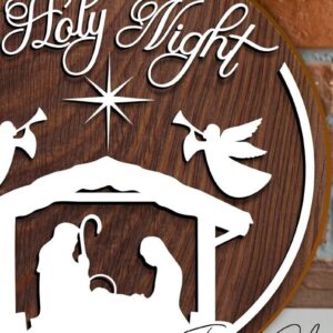 Intra απο ξύλο plywood 3mm-4mm πάχος – O Holy Night Door Hanger Δίασταση  20x20 cm INTRAFABR-44792209