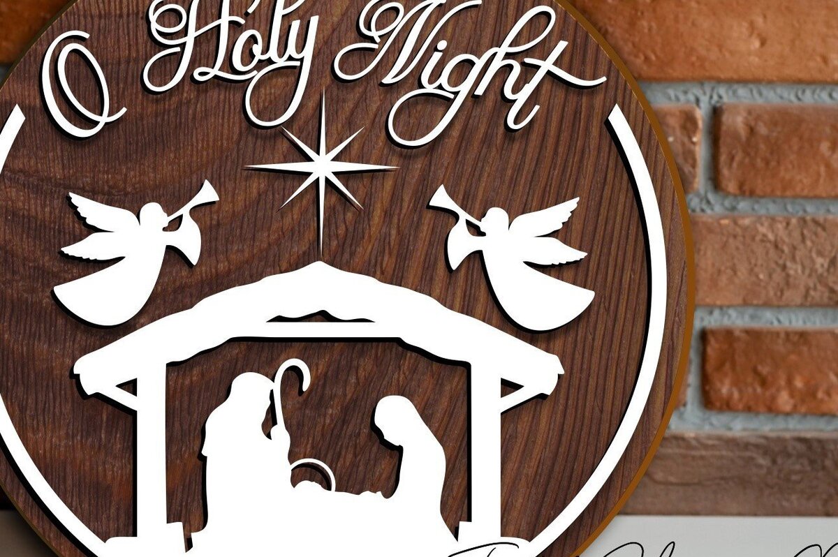 Intra απο ξύλο plywood 3mm-4mm πάχος – O Holy Night Door Hanger Δίασταση  20x20 cm INTRAFABR-44792209